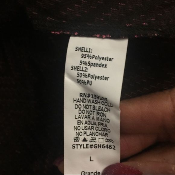 Fuschia Print Jacket w/ Faux leather sleeves - Picture 12 of 12